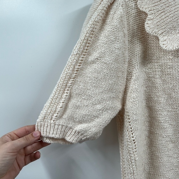 Universal Thread Scalloped Pullover Sweater Collar Short Sleeve Off White Size S - Picture 3 of 6
